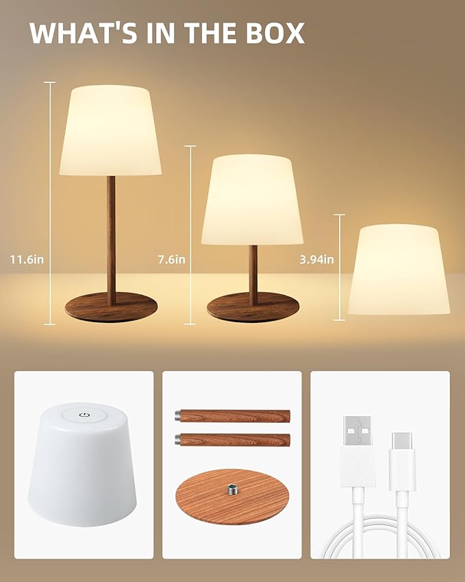 EZVALO Outdoor Cordless Table Lamp, IP65 Waterproof 4500mAh Rechargeble Shower Lamp, Dimmable Touch Lamp, LED Night Light Lamp for Bathroom Patio Camping Restaurant Home(1 Pcs)