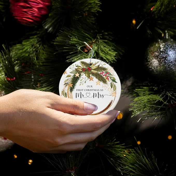 Wedding Gifts for Couple, Our First Christmas Married Ornament 2024, First Christmas Married Ornament, 1st Xmas As Mr and Mrs, Newlywed Gifts for Couples 2024