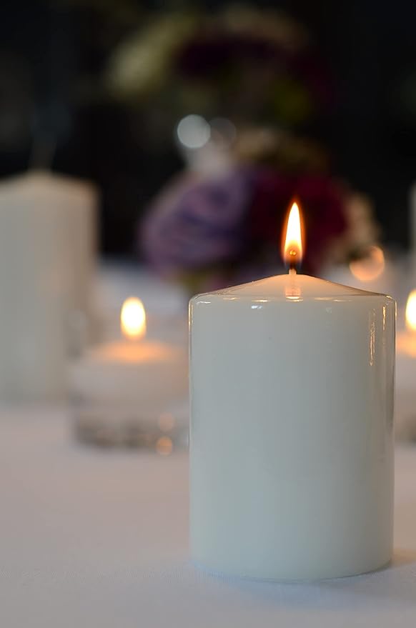yummi 3" x 4" White Round Pillar Candles - 3 per Pack