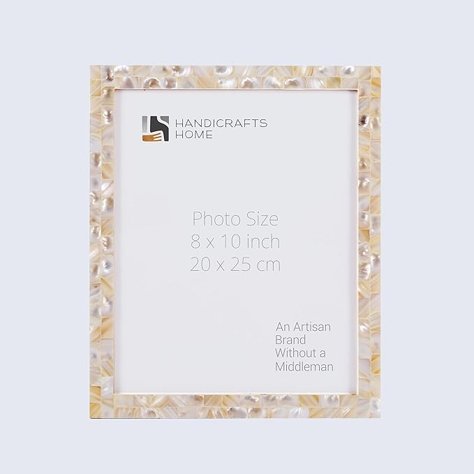 Handicrafts Home 8x10 Picture Frame Mother of Pearl Collection, Handcrafted Photo Frame, Small Picture Frame for Living Room, Wall Decor, Office Desk Decor, Vintage Picture Frames, Gift for her, Thanksgiving gift for friends & Family