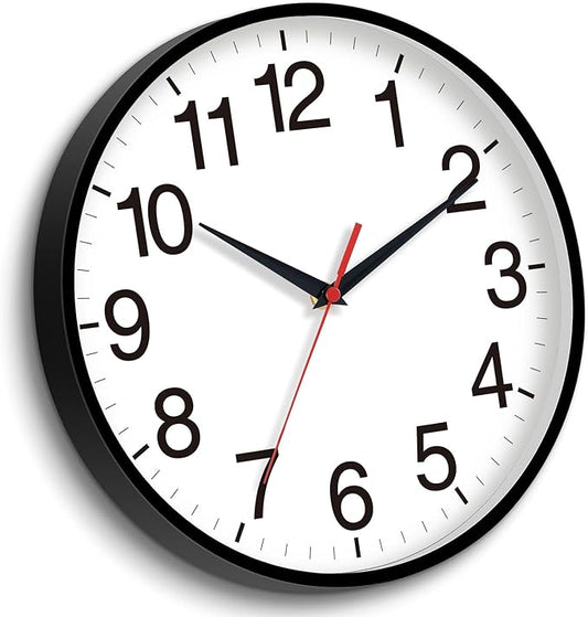 18 Inch Wall Clock, Modern Battery Operated Wall Clocks, Silent Non Ticking Large Analog Clock for Living Room, Office, Home, Bedroom, Kitchen, Bathroom(Black)