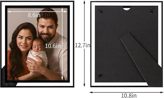 IZIDDO 9x11 Picture Frames Set of 2, 8.5x11 Black Glass Photo Frame, Only for Tabletop Display, Gift Picture Frame, Horizontally or Vertically (9x11, Black)