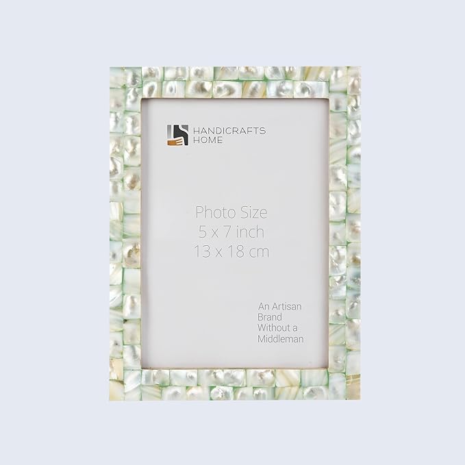 Handicrafts Home 5x7 Picture Frame Mother of Pearl Collection, Handcrafted Photo Frame, Small Picture Frame for Living Room, Wall Decor, Office Desk Decor, Vintage Picture Frames, Gift for her, Thanksgiving gift for friends & Family