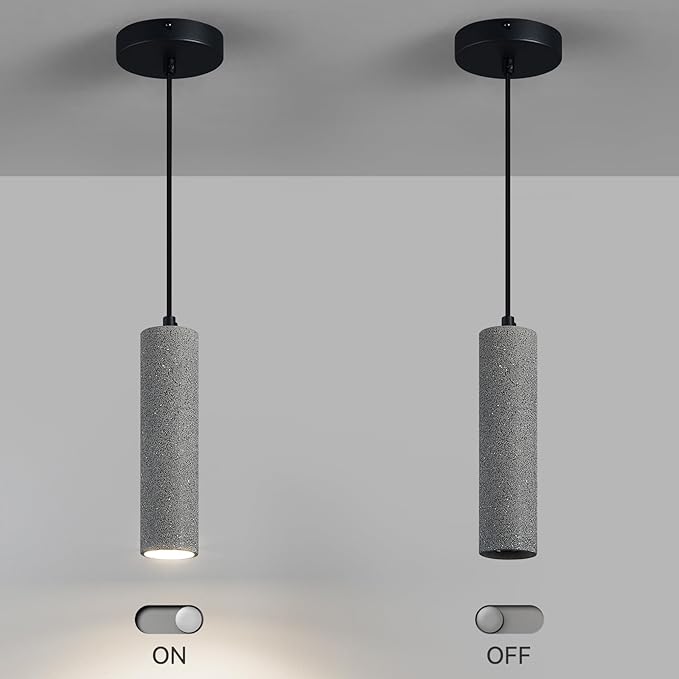 Modern Black LED Concrete Pendant Light Kitchen Islandceiling Light Fixture Pendant Lighting for Dining Room Coffee Club Resturant Bar Living Room(1-Pack)