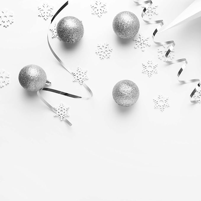 24 Count Small Silver Ornaments for Mini Christmas Tree, Small Shatterproof Christmas Tree Ornaments Balls Party Decorations, 1.2 Inch