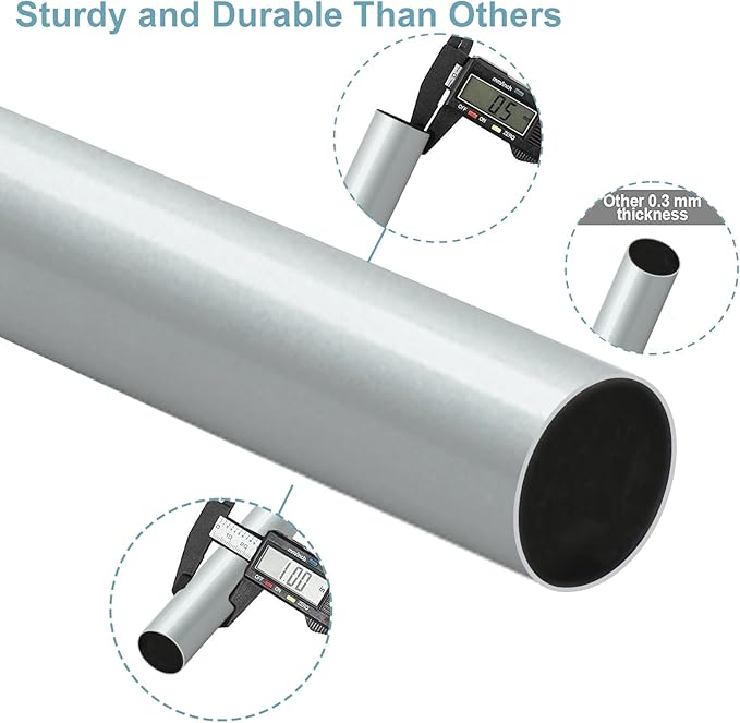 Curtain Rods for Windows 16 to 88 Inches Adjustable Length 1 Inch Diameter Window Curtain Rod with Aluminium End Cap, Silver Gray