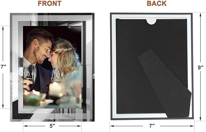 IZIDDO 5x7 Picture Frames Set of 4, Silver Mirror Glass Photo Frame for Tabletop Display, Gifts Picture Frame, Horizontally or Vertically
