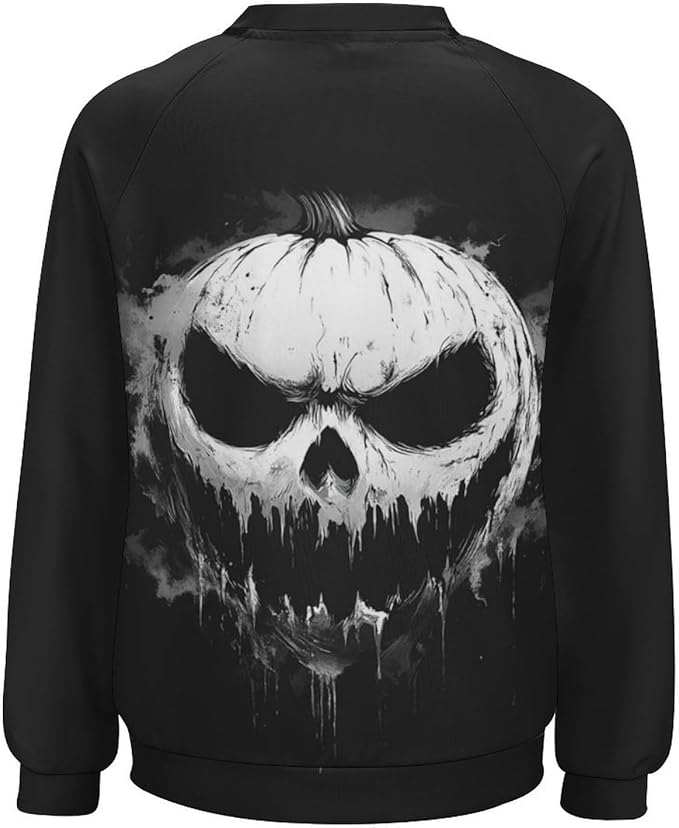 Halloween Sweatshirts for Women Funny and Spooky Print Crewneck Oversized Pullover Outdoor Lounge Fashion Sweater