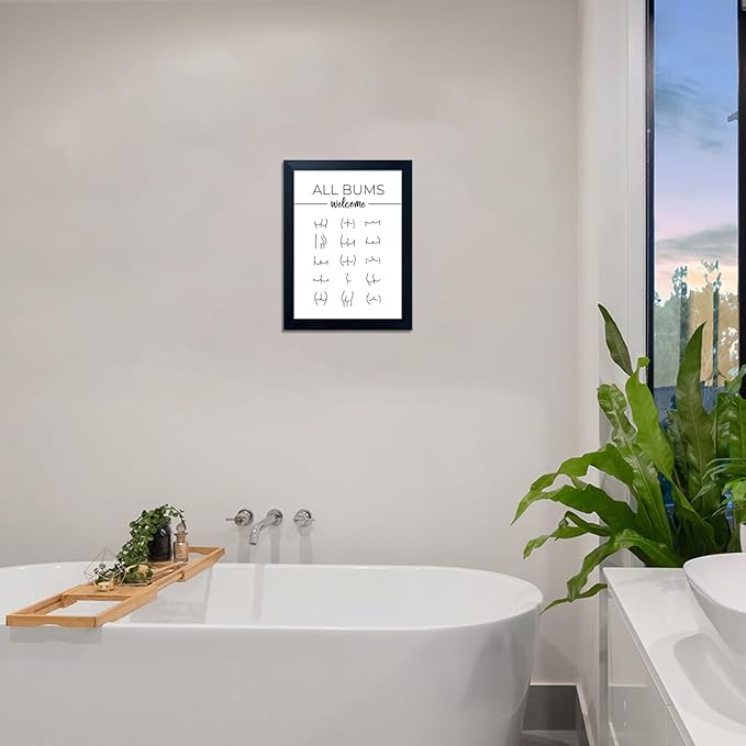 Funny Bathroom Wall Decor Black and White Framed Bathroom Picture Toilet Art Modern Minimalistic Canvas Print Paintings Artwork