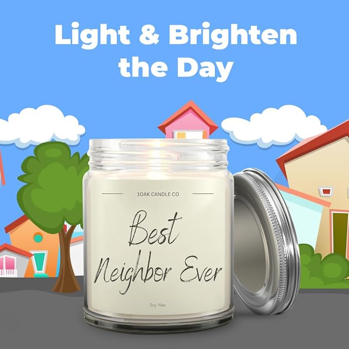 1OAK Neighbor Candle - Best Neighbor Gift for Christmas and Housewarming - Thank You Present for Women and Men