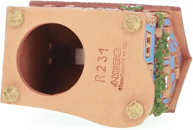 Ceramic Houses and Villages Collection - Handmade Christmas Village House Miniature of Historical House in Riquewihr, Alsace, France, Winter Edition - Cone Incense Holder R231