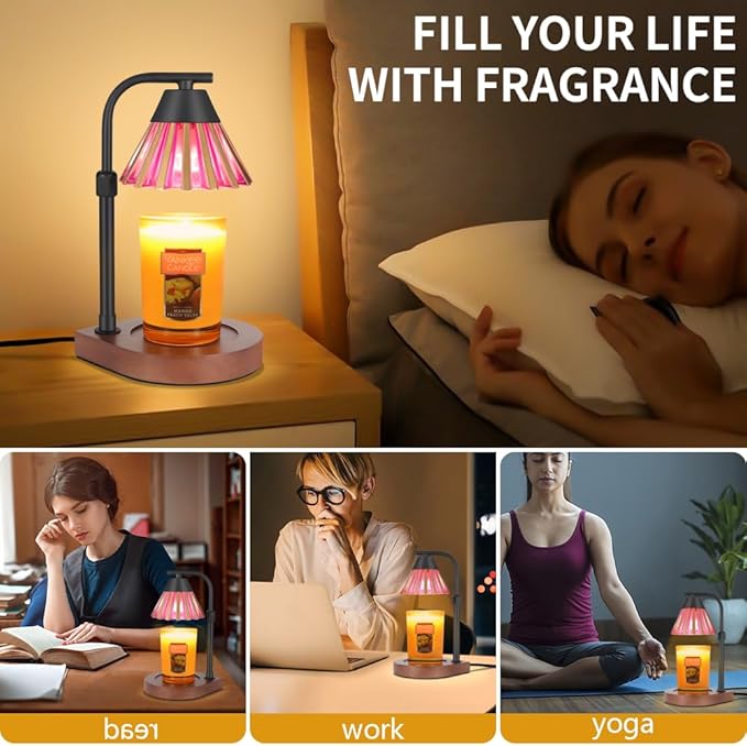 Dimmer Candle Warmer Lamp with Timer, Adjustable Height Farmhouse Electric Wax Melt for Jar Candles, Home Decor Thanksgiving Christmas Day Gifts for Grandma Mom Women (Gold Purple)