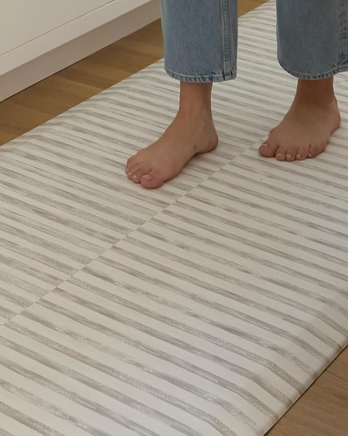 House of Noa Nama Standing Mat – Anti-Fatigue Cushioned Kitchen Mats for Floor | Ergonomic Bounce-Back Foam Kitchen Mats | Anti-Fatigue Mats for Kitchen & Standing | Reese Bark | 22" x 72"