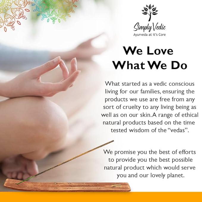Simply Vedic Sandalwood Incense Sticks 250g (Approx. 135 Handmade Sticks) with Free Holder | 45 Min Burn | Natural Charcoal-Free Agarbatti for Meditation, Yoga, Aromatherapy, Relaxation
