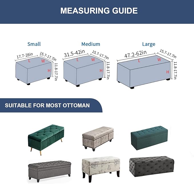 FUANGUI Ottoman Cover Stretch Storage Ottoman Bench Slipcover Printed Folding Storage Bench Ottoman Cover Footrest Stool Slipcover Footstool Protector Cover with Elastic Bottom