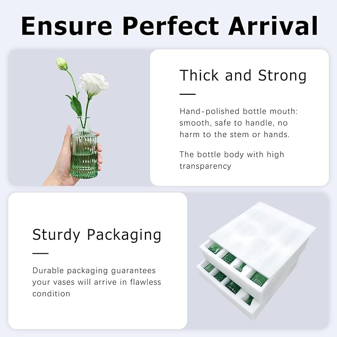 Glass Bud Vase Set, 16pcs Small Green Flower Vases for Table Centerpieces in Bulk, Mini Vintage Vase for Wedding, Home, Table Decoration