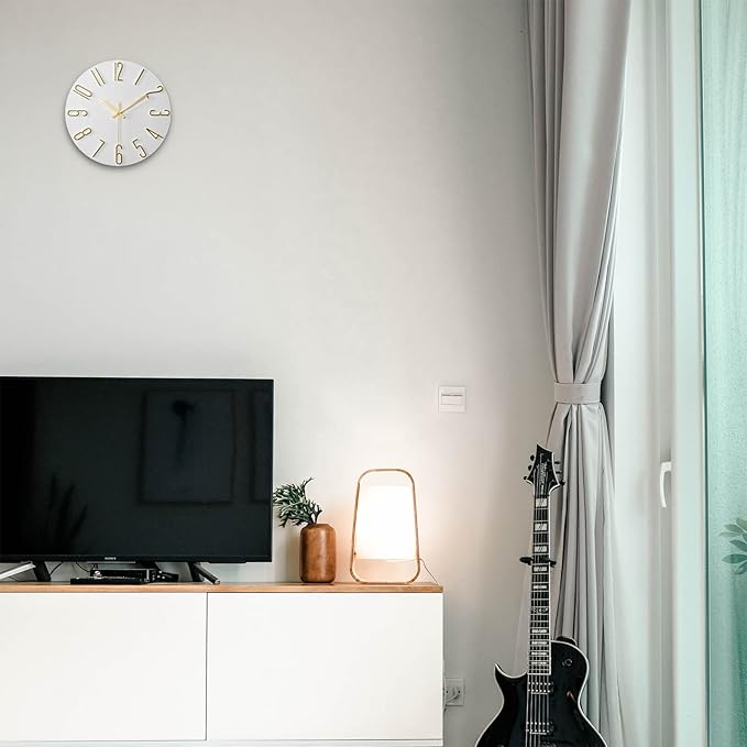 Wall Clock, Silent Clock, Wall Clocks Battery Operated, 12 inch Modern Wall Clock, Suitable for Offices, Living Rooms, Kitchens, Homes, Schools (White)