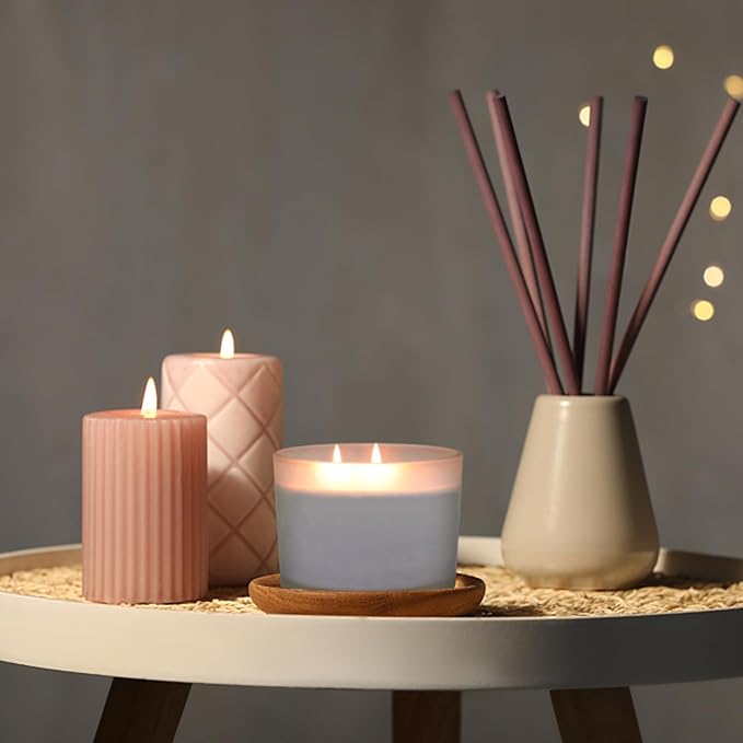 16oz 3 Wick Candle Jars 6 Pack - Large Empty Frosted Glass Candle Making Jars with Bamboo Lids, with Stickers and Labels, Bulk Candle Containers for Making Candles