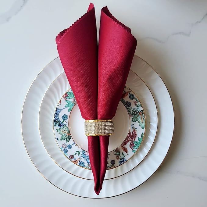 Gold Napkin Rings Set of 24, Silver Diamond Napkin Holder for Dining, Metal Napkin Ring Holders, Wedding,Modern Ring Holder Serviette Buckles,Party of Table Setting Home Decor