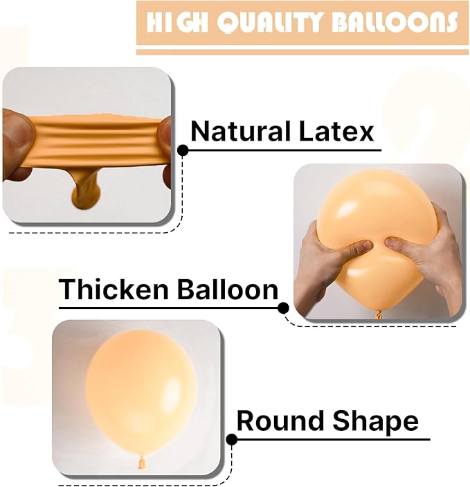 PartyWoo Retro Apricot Balloons, 85 pcs Apricot Balloons Different Sizes Pack of 18 Inch 12 Inch 10 Inch 5 Inch for Balloon Garland as Birthday Decorations, Party Decorations, Baby Shower Decorations