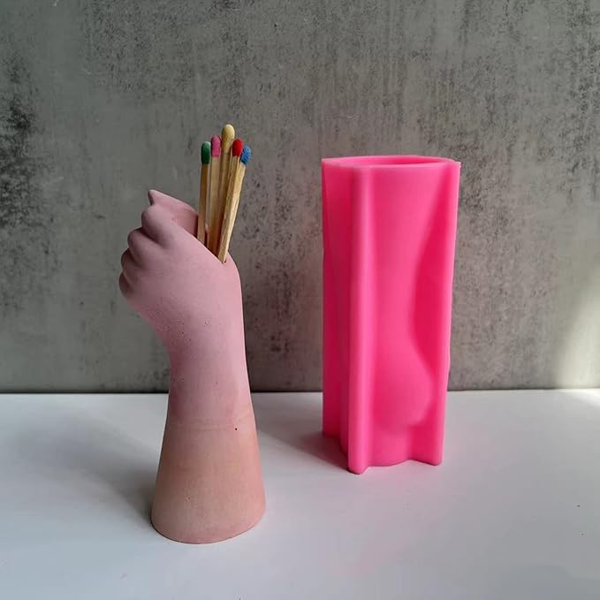 Art Arm Vase Epoxy Silicone Mold Hand Shape Flowerpot Plant Cement Concrete Plaster Silicone Mold