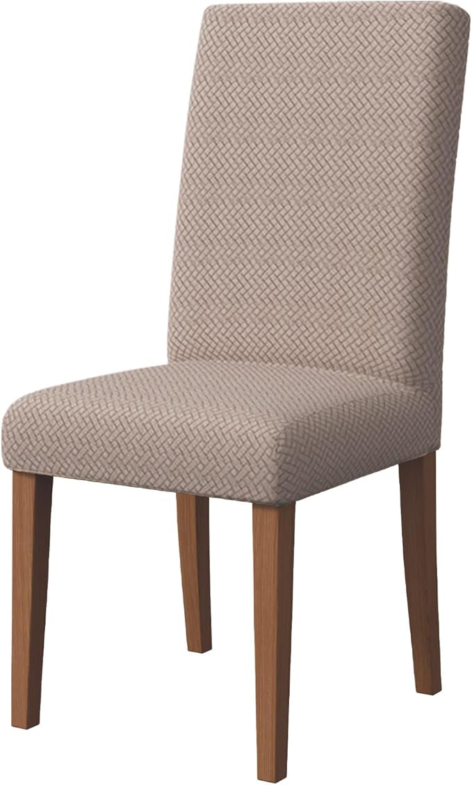 Chair Covers for Dining Room Set of 4, Washable Parson Chairs Slipcover Kitchen Seat Protector for Home, Party, Hotel, Banquet (Starlink Khaki)