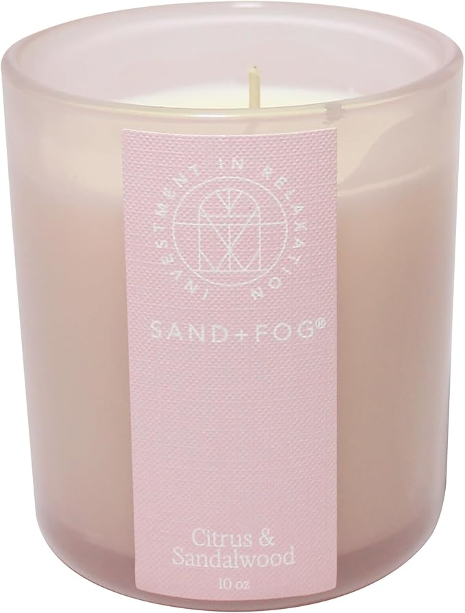 Sand + Fog Scented Candle - Citrus & Sandalwood – Additional Scents and Sizes – 100% Cotton Lead-Free Wick - Luxury Air Freshening Jar Candles - Perfect Home Decor – 10oz