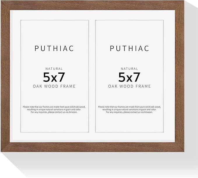 8.5x11 Oak Wood Picture Frame - Minimalist 8.5x11 Picture Frame with Mat Display 2Pcs 5x7 Photos, 5x7 Picture Frame Wood, Natural Solid Wooden Picture Frames(1 Pack, Walnut)