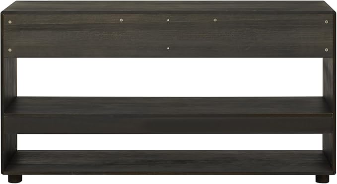 Wood Console Table with 2 Drawers and 2 Shelves, Vintage Entryway Table Storage Cabinet Sideboard for Dining Room Living Room Hallway (Espresso-P+)