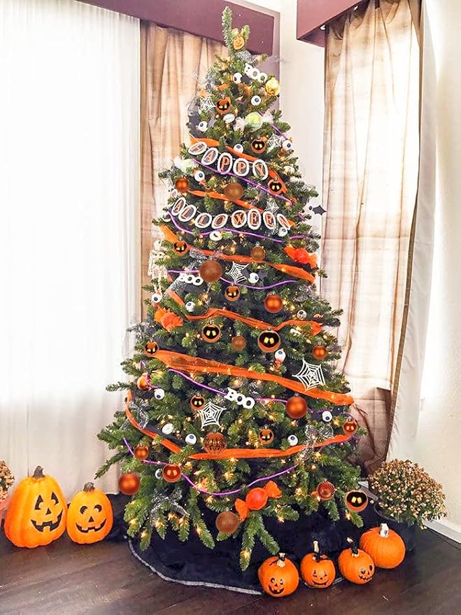 1.57" Orange Christmas Balls Ornaments 40 Pcs Shatterproof Christmas Ornaments Set Halloween Balls Ornament Orange Ornament for Xmas Tree Holiday Party