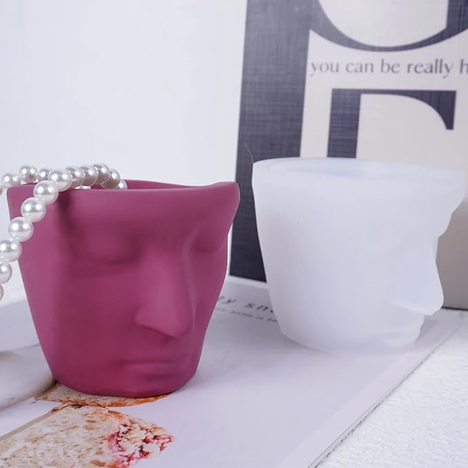 Abstract Face Flower Pot Candle Cup Silicone Mold Succulent Planter Vase Concrete Mold Plaster Epoxy Resin Cement Clay Mould