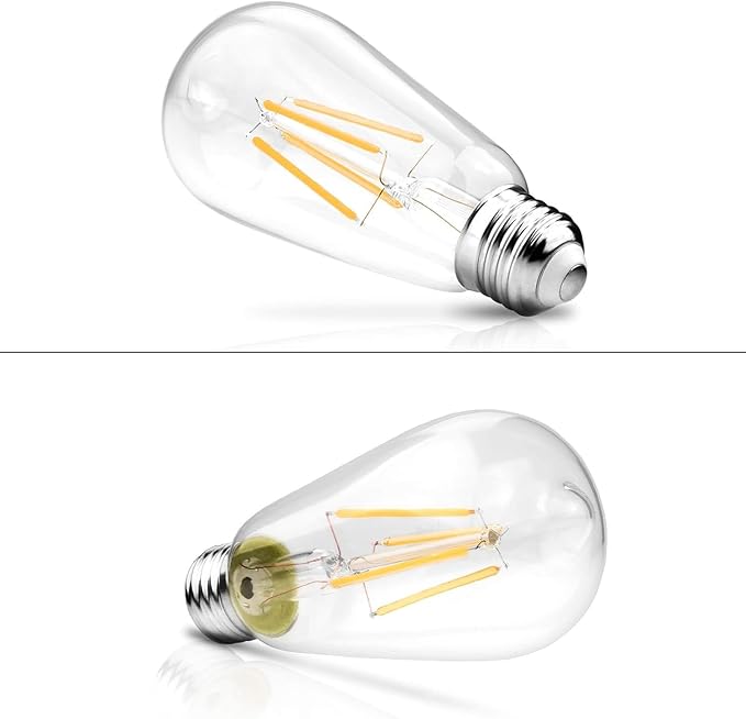 Ascher Vintage LED Edison Bulbs, 6W, Equivalent 60W, Non-Dimmable, High Brightness Warm White 2700K, ST58 Antique LED Filament Bulbs with 80+ CRI, E26 Medium Base, Clear Glass, Pack of 4