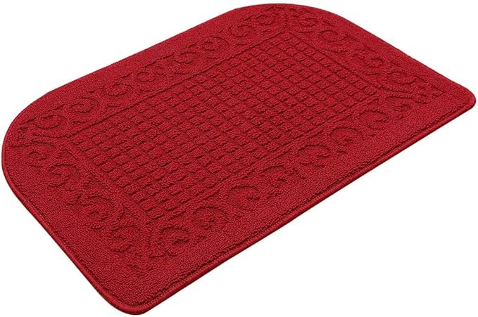 COSY HOMEER 32X20 Inch Anti Fatigue Kitchen Rug Mats are Made of 100% Polypropylene Half Round Rug Cushion Specialized in Anti Slippery and Machine Washable (32x20in Burgundy 1pc) …
