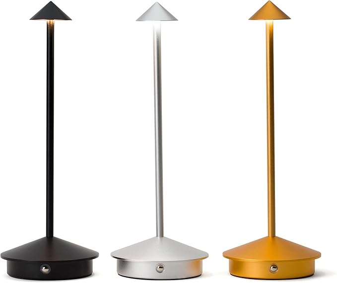 Modern Cordless LED Table Lamps Set of 2 – Rechargeable 5200 mAh Battery, Touch Dimming, 3 Color Modes, Compatible USB-C Charging | Stylish Portable Lamps for Bedroom, Living Room, Nightstand (Gold)