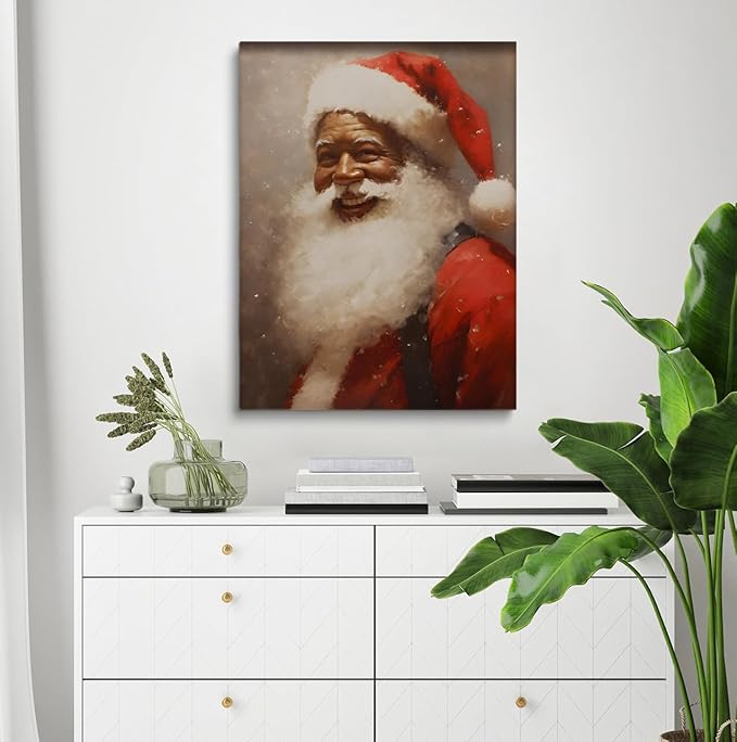 Black Santa Claus Art Print,African American Santa Poster,African American Wall Art, Black Santa Portrait Wall Decor,African American Art Prints,Black Family Christmas Art12x16inch Unframed