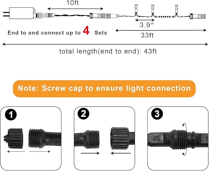 Halloween String Lights Plug in,33FT 100 LED String Lights with 8 Modes & Timer, Halloween Decorations for Party Carnival Supplies, Outdoor Indoor Yard Garden Decor,Orange