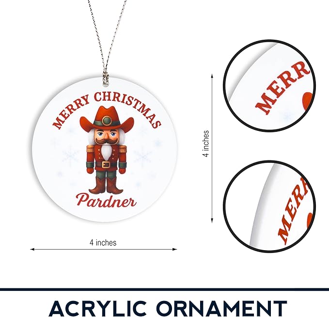 Nutcracker Ornaments for Christmas Tree, Western Cowboy Nutcracker Decor 2025, Unique Vintage Christmas Ornaments, Classic Holiday Hanging Tag, Rustic Acrylic Collectible Gift for Men.