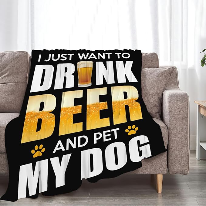 Tijuboni Beer Throw Blanket Beer Gifts for Men Women Adults Soft Flannel Fleece Blanket for Couch Sofa Bed Home Decor 50"x60"