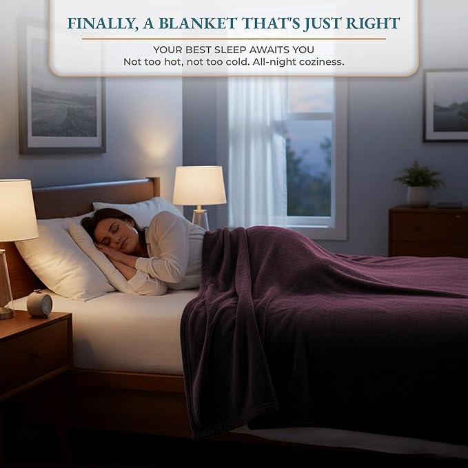 Casa Platino King Size Blanket – Purple Fleece Throw 108x90 – Lightweight Flannel for Bed, Sofa or Dorm – Soft and Stylish Comfort Year-Round
