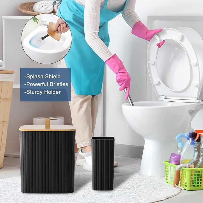 Bathroom Accessories Set - Black Bathroom Set, 22PCS Bathroom Accessory Set, Functional Shower Curtain Set withTrash Can, Toilet Brush Holder Set & Soap Dispenser for Home Decor