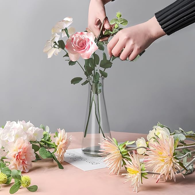 Glass vase Set, Transparent vases, Tabletop Glass vases, Perfect for Wedding Decorations or Home Flower Arrangements Small Flower vase (2PCS)
