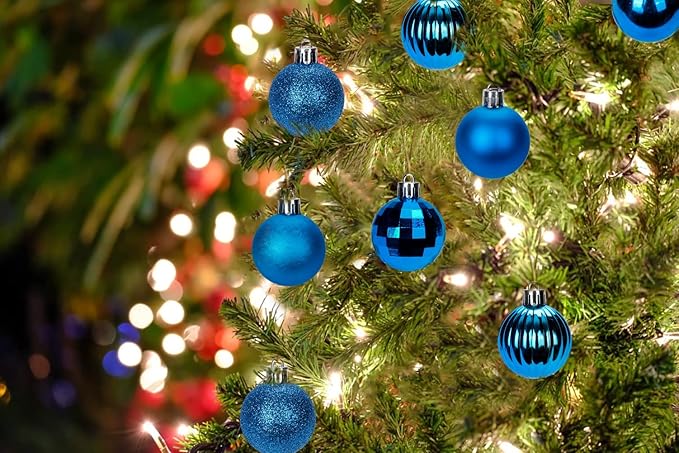 1.57" Blue Christmas Ornaments for Christmas Tree 36 Pcs Mini Shatterproof Balls Christmas Tree Decorations Small Xmas Ornaments Balls with Hanging Loop for Wedding Holiday Party Wreath Home Decor