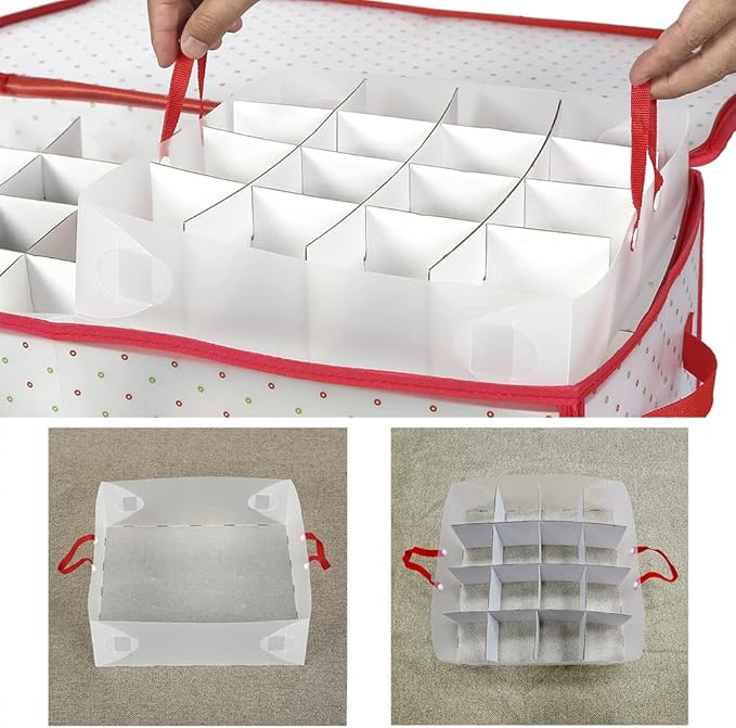 Sattiyrch Plastic Christmas Ornament Storage Box with with Removable Trays - Box Contributes Slots for 128 Holiday Ornaments 2.36 Inch - Keeps 128 Xmas Holiday Ornaments (128)