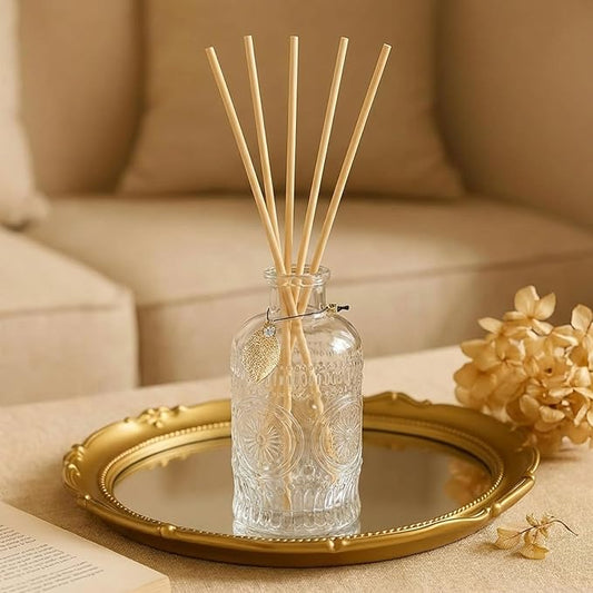 Glass Reed Diffusers Bottles for Home, Diffuser Bottles with 20PCS Reed Diffuser Sticks, Glass Bottle with Lids Apothecary Jar Flower Bud Vases, Set of 3