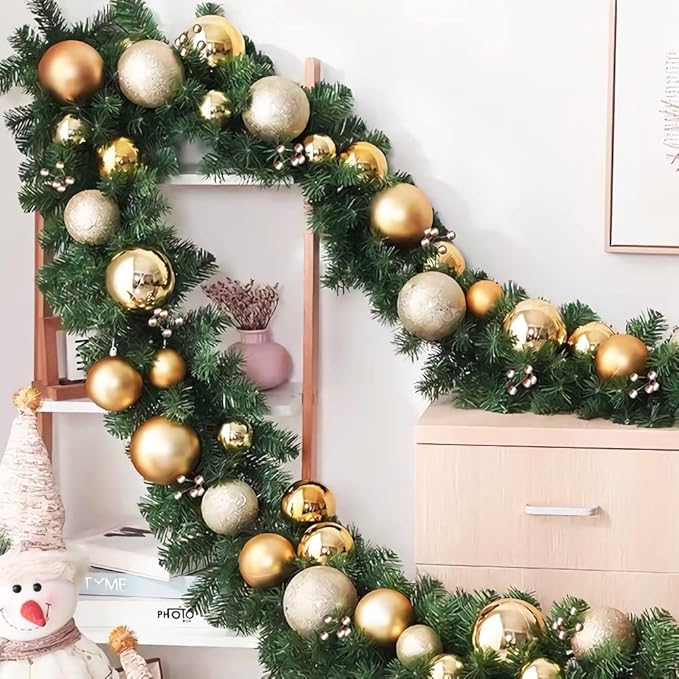 9 Feet Christmas Garland 220 Branches Xmas Artificial Decorations for Doors Stairs Fireplace