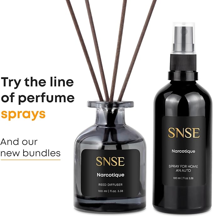 SNSE Narcotique Perfumed Reed Diffuser Set - Premium Reed Diffusers for Home with Diffuser Reeds, Luxurious Gift Aroma, Sophisticated Scent, Ideal for Relaxation, Elegant Home Fragrance