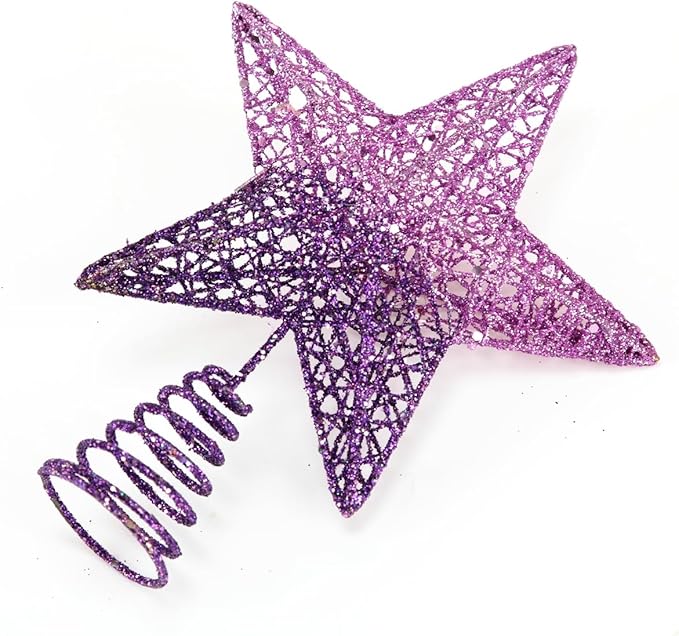 BinaryABC Christmas Tree Topper Star,Glittering Christmas Tree Decoration Ornaments,20cm (Purple Gradient)