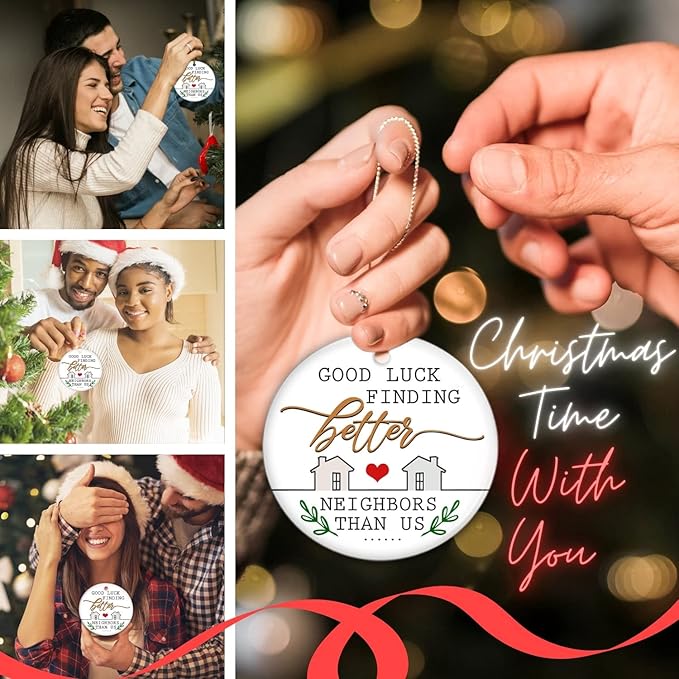 GEEMBI Neighbor Christmas Ornaments 2025 - Neighborhood Ceramic Funny Ornaments - Neighbor Gifts for Christmas Decorations, Farewell Goodbye Gifts for Neighbors, Funny Neighbors Ornament