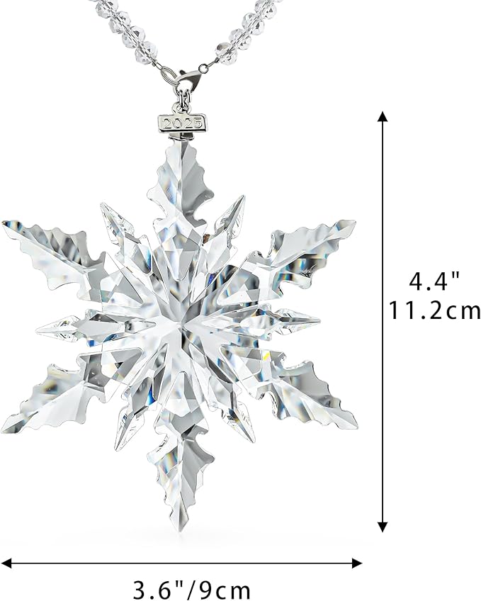 2025 Clear Snowflake Ornaments Crystal Glass Christmas Star for Christmas Tree Ornaments Hanging Crystal Sun Catcher Pendant Home Decor