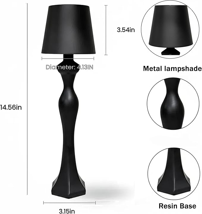 Cordless Table Lamp, Rechargeable Touch Lamp with 5200mAh Battery, 3 Color & Stepless Dimming, IP54 Waterproof Portable Night Light for Bedroom, Camping, Emergency, Ideal Gift for Women, Mom, Birthday